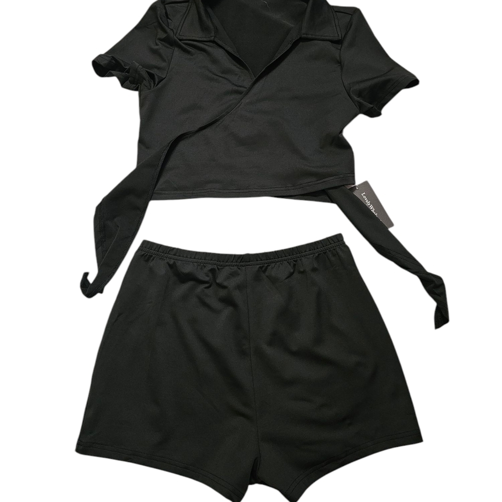 Lovely Wholesale 2 PC. Crop Top & Shorts Set M